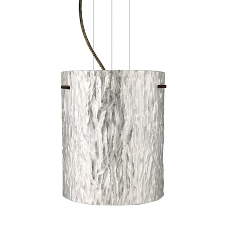 Besa Lighting Tamburo 8 Cable Pendant, Stone Silver Foil, Bronze Finish, 1x11W LED 1KG-4006SS-LED-BR